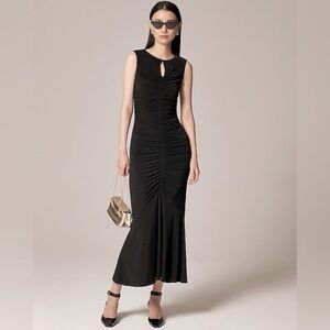 J. Crew Ruched Center Seam Dress in Matte Jersey in Black Size XS NWT